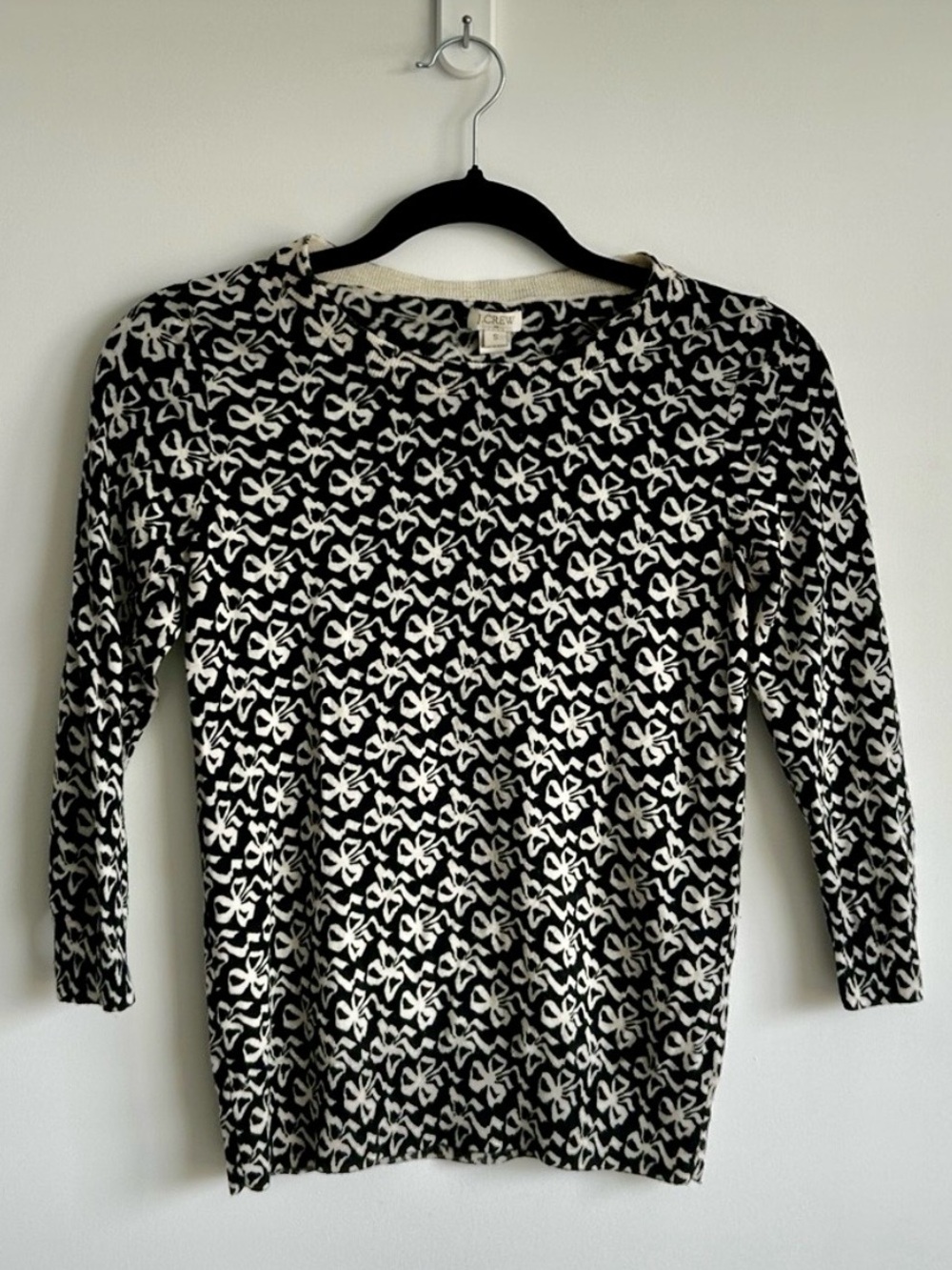 J. Crew Charley Ribbon Bow Sweater 100$ Merino Wool Size S